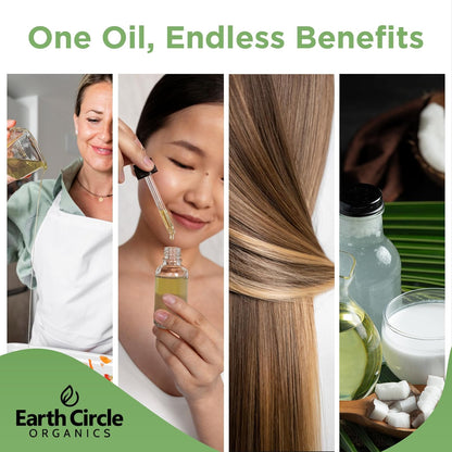 Earth Circle Organics Premium Ultra Pure Extra Virgin Organic Coconut Oil, Cold Pressed, Baking, Smoothies, Skin & Hair Care, Gluten-Free, Keto & Paleo Friendly (32 Ounce Unrefined)