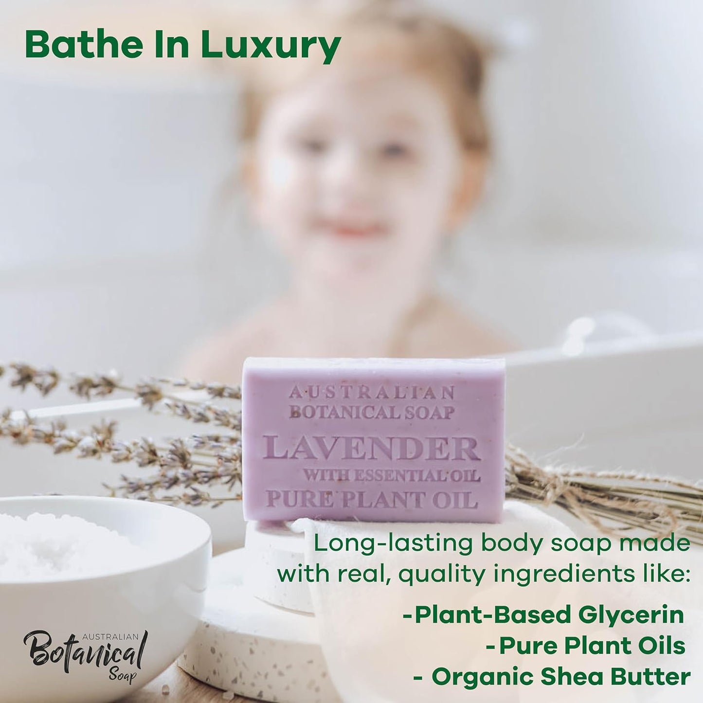 Australian Botanical Soap Essential Medley Eucalyptus Sandalwood Lavender and Tea Tree 6.6 oz Luxury Soap Bars Enriched with Shea Butter, Assorted Pack of 4