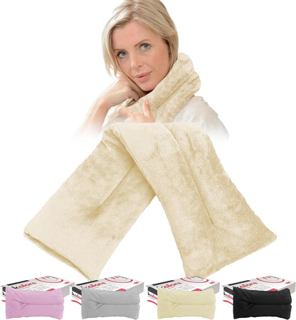 Microwavable Heating Pads for Winter, Back, Stomach & Head Comfort – Kalore Neck Wrap with Velboa Faux Fur Cover – Even Heat Distribution Hot Compress Bag – Wheat Heat Pad – Lavender Scent – Cream