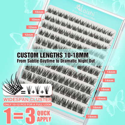 No Glue Needed Lashes, Self Adhesive Eyelashes, DIY Lash Cluster Eyelash Extensions Kit 10‑18mm,120pcs Fluffy D Curl Soft Natural Lashes with Tweezers–Fake Cat Eye Wispy Individual Clusters(NGDY101)