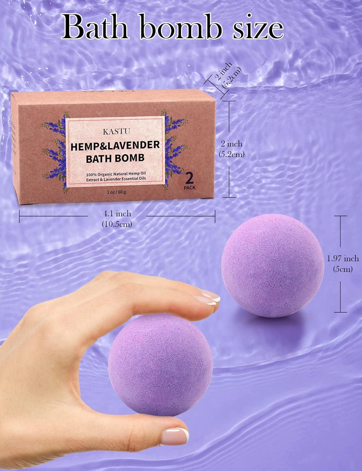 Bath Bombs,2 Pack Fizzy Spa Gift Natural Hemp Oil Extract and Lavender Essential Oils Bath for Moisturizing Dry Skin,Relaxing,Bubble Bath for Gifts Idea for Men Women