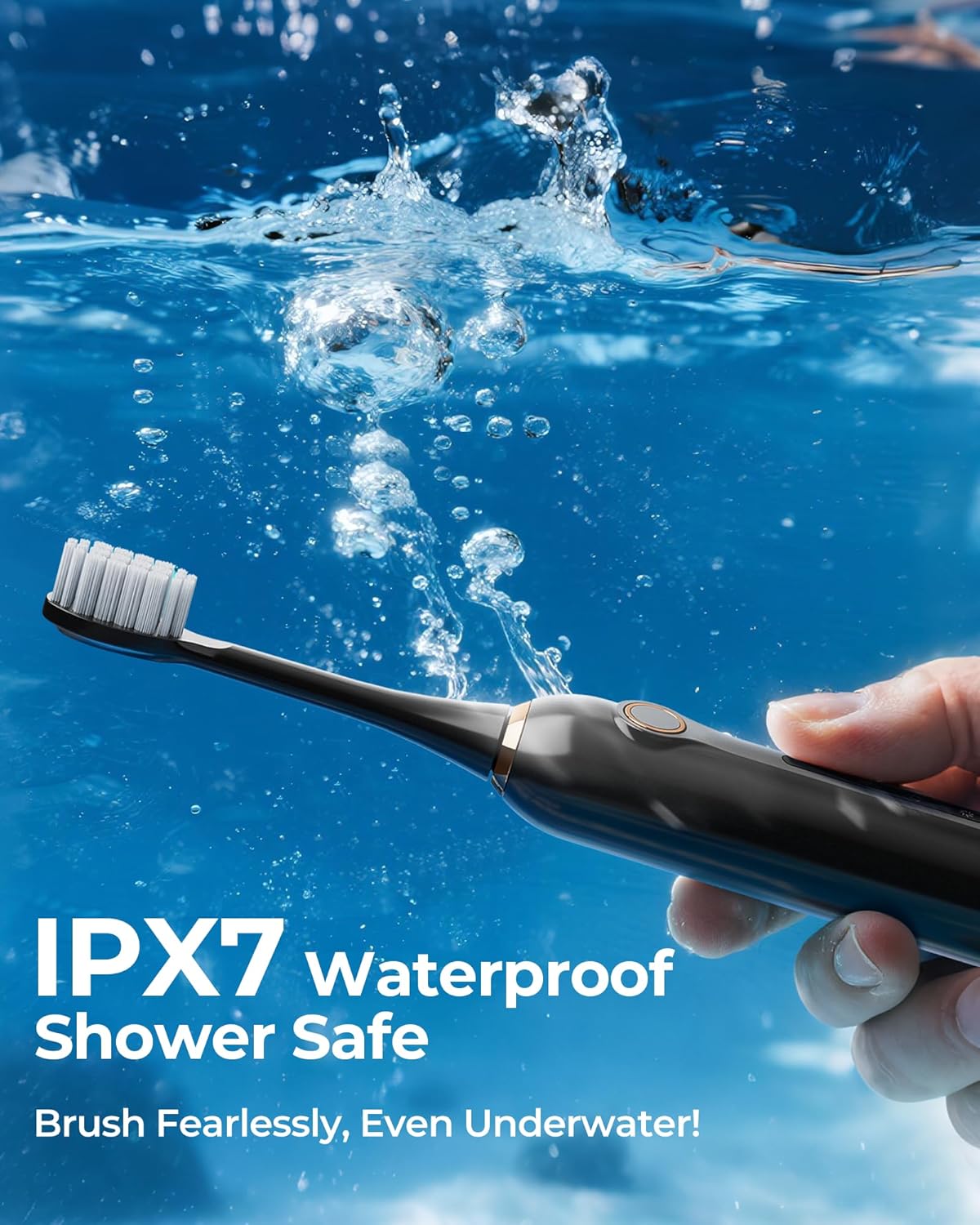 Black Electric Toothbrushes, with 8 Brush Heads, 1 Travel Toothbrush Case, for Adults and Kid Electric Toothbrush, Long 180-Day Battery Life, 6 Modes, IPX7 Waterproof, Smart 2-Minute Timer.