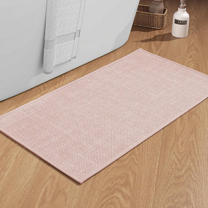 chakme Bathroom Rugs Mat 47x25, Ultra Thin Non Slip Bath Mat Large Quick Dry Absorbent Bath Mat for Bathroom Floor, (Pink, 47"x25")