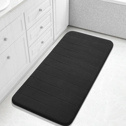 Yimobra Long Bath Mat 44"x24", Super Soft Quick Dry Memory Foam Bathroom Rug, Water Absorbent, Non Slip Backing Machine Washable for Tub Shower, Thick Comfort Support, Black