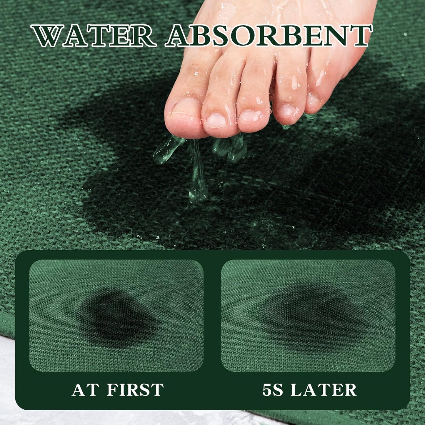 chakme Bathroom Rugs Mat 32x17, Ultra Thin Non Slip Bath Mat Quick Dry Absorbent Bath Mat for Bathroom Floor, (Green, 32"x17")