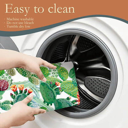 Green Cactus Dish Drying Mat, Tropical Plant Drying Rack Pad Countertop Dishes Ultra Absorbent Microfiber Kitchen Counter Mat for Coffee Countertop Decor 18x24 Inch