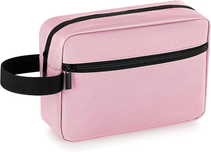 Elviros Travel Toiletry Bag for Women and Men, Lightweight Makeup Bag Hanging Dopp Kit with Compartment Cosmetic Organizer Small Tool Bag Travel Essentials, Pink