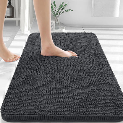 OLANLY Bathroom Rugs 36x24, Extra Soft Absorbent Chenille Bath Rugs, Rubber Backing Quick Dry, Machine Washable Bath Mats for Bathroom Floor, Tub and Shower, Home Decor Accessories, Dark Grey