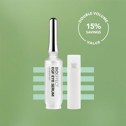 BIOEFFECT EGF Eye Serum Refill Set with Cooling Rollerball (6 ml) and One Refill Cartridge (6ml), Anti-Aging Corrective Gel with Hyaluronic Acid for Puffy Bags, Wrinkles, Fine Lines and Crows Feet