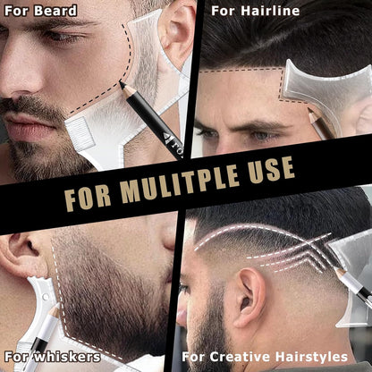 Barber Pencil for Lineup Magic Hairline Beard Guide Shaping Pencils Barber Chalk for Design Hairline Razor Trace Black Brown White Barber Pencils Set with Sharpener Ruler Brush for Men