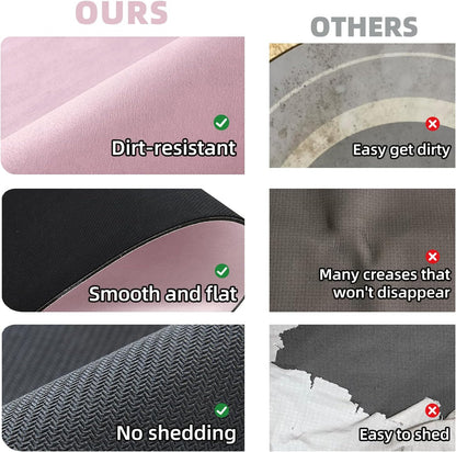 Toilet Rug, Thin Toilet Rugs U Shaped Washable Non Slip Absorbent Quick Dry Low Pile Toilet Mat, 20"x24" U Shape Pink