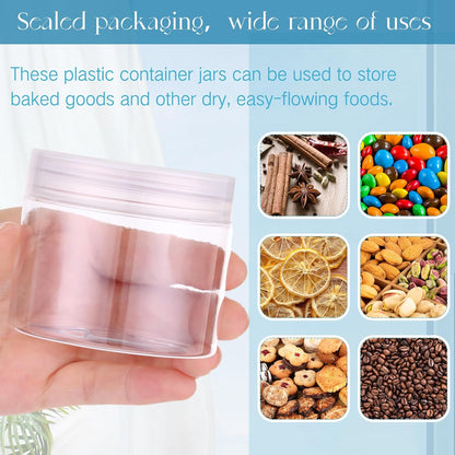 SATINIOR 100 Pcs Plastic Jars with Lids Small Containers Lids Wide Mouth Small Plastic Containers for Lotion Cream Rhinestones Body Butters Travel Storage(6 oz, Clear)