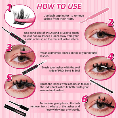 PRO LASHBEAUTY Manga Lash Clusters, Eyelash Clusters 10-18 Mixed Cluster Eyelash Extensions Lash Extension Reusable & Comfortable (Sunset, 10-18mix)