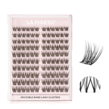 120Pcs Clear Band Lash Clusters 10-14mm Natural Look Cluster Eyelashes C Curl Resuable Invisible Band Individual Cluster Lashes(133)