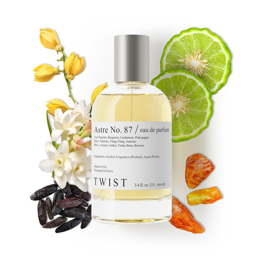 Twist Astre No. 87 - Eau De Parfum Inspired by T. Ford Soleil Blanc, Long-Lasting Perfume For Women & Men, Paraben Free, Vegan, Clean Ingredients, Unisex Fragrance - Spray 100 ml (3.4 fl. oz.)