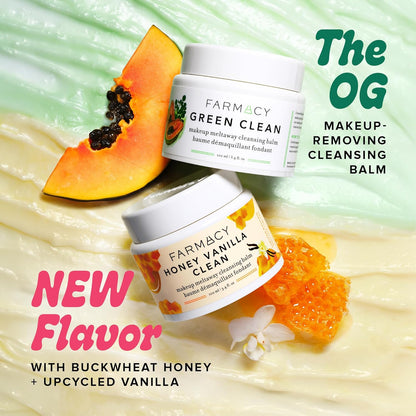 Farmacy Makeup Remover Cleansing Balm - Honey Vanilla Waterproof Makeup Remover & Oil Based Cleanser - Gentle Exfoliating Double Cleanser - Melts From Balm to Milky Lather (100ml)