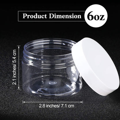 Patelai 4 Pieces Round Wide-mouth Leak Proof Plastic Container Jars with Lids for Travel Storage Makeup Beauty Products Face Creams Oils Salves Ointments DIY Making(6 Ounce,White)