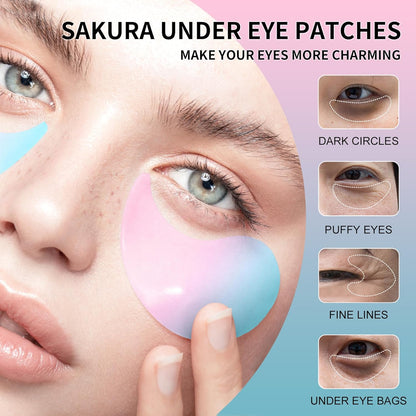 ROUSE Sakura Under Eye Patches-60 PCS- Anti-Wrinkle Eye Mask Hydrating Eye Gel Pads Dark Circles Puffy Eyes Under Eye Bags Fine Lines Eye Treatment Masks for Women & Men