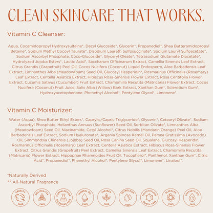 InstaNatural Vitamin C Fan Favorites Cleanser and Moisturizer Kit, Brightens, Reduces the Look of Fine Lines and Uneven Texture, with Aloe Vera and Botanical Extracts