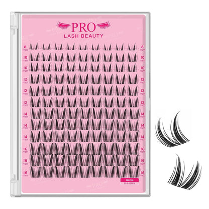 PRO LASHBEAUTY Manga Lash Clusters, Eyelash Clusters 8-16 Mixed Cluster Eyelash Extensions Mixed Lash Extension Volume Reusable Soft & Comfortable (Genie,8-16mix)