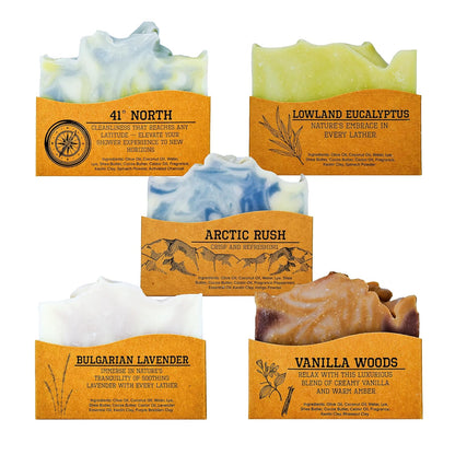 CompassSoap Natural Bar Soap for Women & Men | Skin-Friendly, Hand Made Soap Bar Gift Set | Best Exfoliating and Cleansing Bar Soap for Men & Women | 5 Oz. Variety Pack of 5