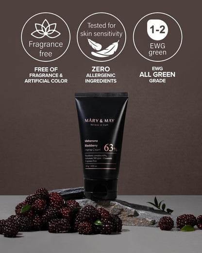 Mary&May Idebenone Blackberry Cream | Antioxidant Korean Moisturizer with 5 Ceramides & Hyaluronic Acid | Skin Barrier Repair & 48H Hydration | For All Skin Types (100g/3.52oz)