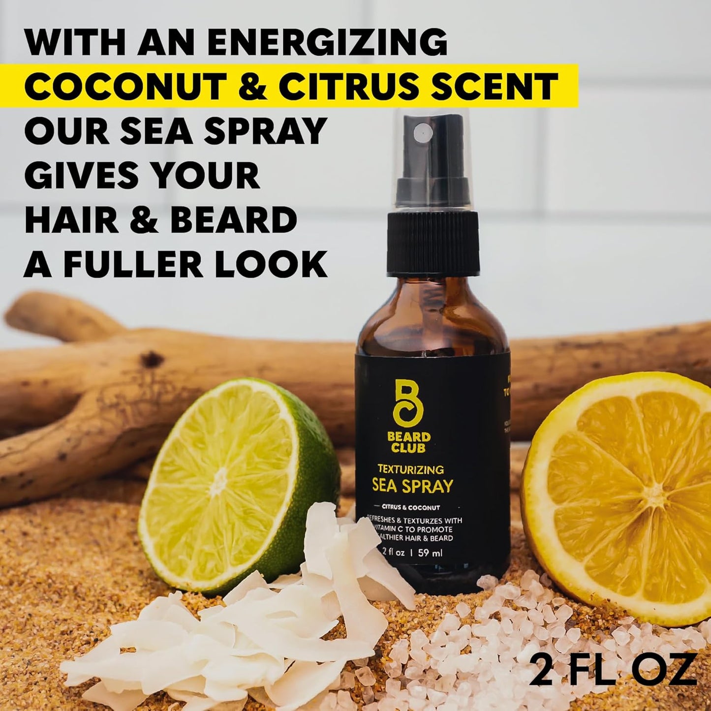 Beard Club Sea Salt Texture Spray for Men & Women - Thickening, Volumizing, Curl-Defining for All Hair Types - Paraben, Sulfate, Alcohol-Free