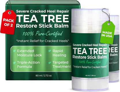 Terramed Just Think Comfort Foot Balm for Dry Cracked Feet | Foot Balm Stick for Dry Cracked Feet Tough Skin on The Heels and Intensely Moisturizing | No Mess Applicator | 2 Pack Stick