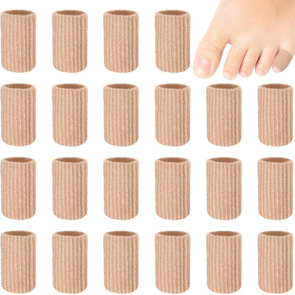 Blulu 24 Pieces Toe Tubes 0.98 Inches Cushion Tube Corn Pads for Toes Sleeves Soft Gel Protectors for Cushions Corns Blisters Calluses 3 Size(Skin Color,Small Size)
