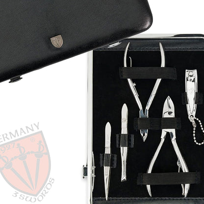 3 Swords Germany - brand quality 11 piece manicure pedicure grooming kit set for professional finger & toe nail care scissors clipper fashion leather case in gift box, Made by 3 Swords (00255)