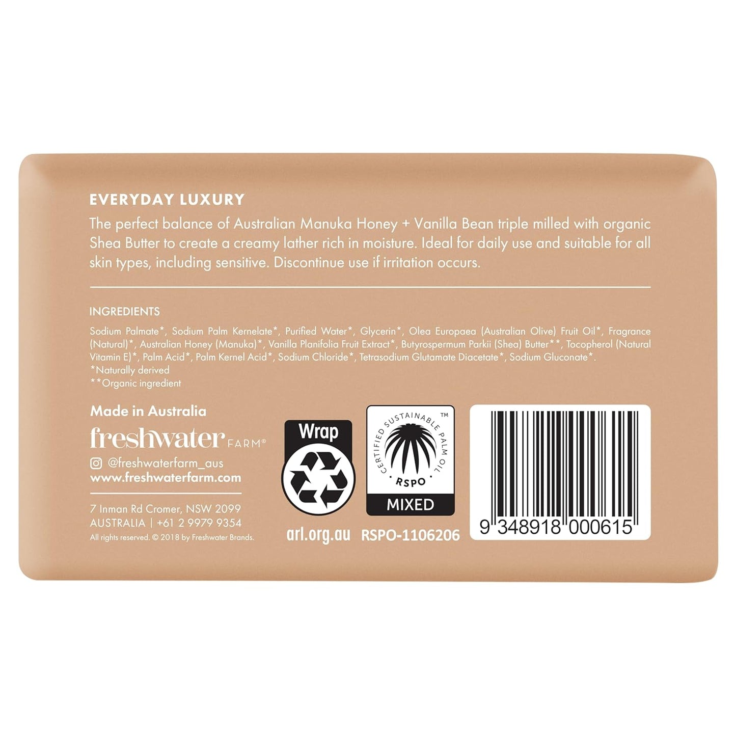 Soothing Castile Natural Body Bar/Soap Bar for Women/Men- Manuka Honey + Vanilla Bean. Bar Soap/Body Soap With Organic Shea Butter For Dry, Sensitive Skin - 7 oz x 8 pack