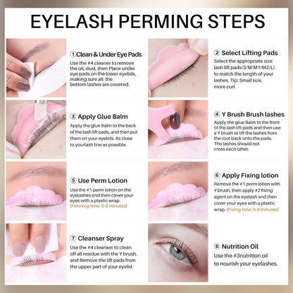 Lash Lift Kit, DONG RHYME Lash Perm Kit with Glue Balm, Professional Lash Curling Kit, Semi-Permanent Eyelash Lifting Curling Perming Wave, Brow Lamination Eyelash Perm Kit DIY at Home