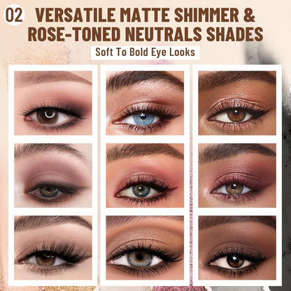 2PCS 6 Colors Mini Eyeshadow Palette Makeup with Brush Set Neutral Nude Eye Shadow Pink & Brown Matte Shimmer Make Up Pallet with Mirror Highly Pigmented Travel Size Gift Kit