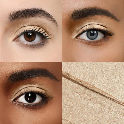 Cream Waterproof Hypoallergenic Eyeshadow Stick, long wear Metallic Glitter Matte Eye Shadow Pencil With Makeup Brush, Eye Brightener, 03 Gold Dust Shimmer