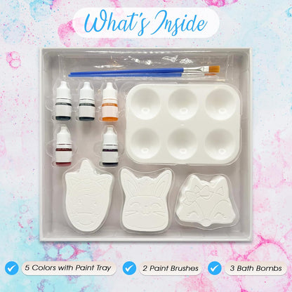 Basic Bliss Paint Your Own Bath Bombs for Kids, 3 Shapes Infused with Essential Oils, Ideal for Kids Birthday Activity or Making Bubble Baths More Fun, Gentle and Safe Skin Care for Kids, Boys & Girls