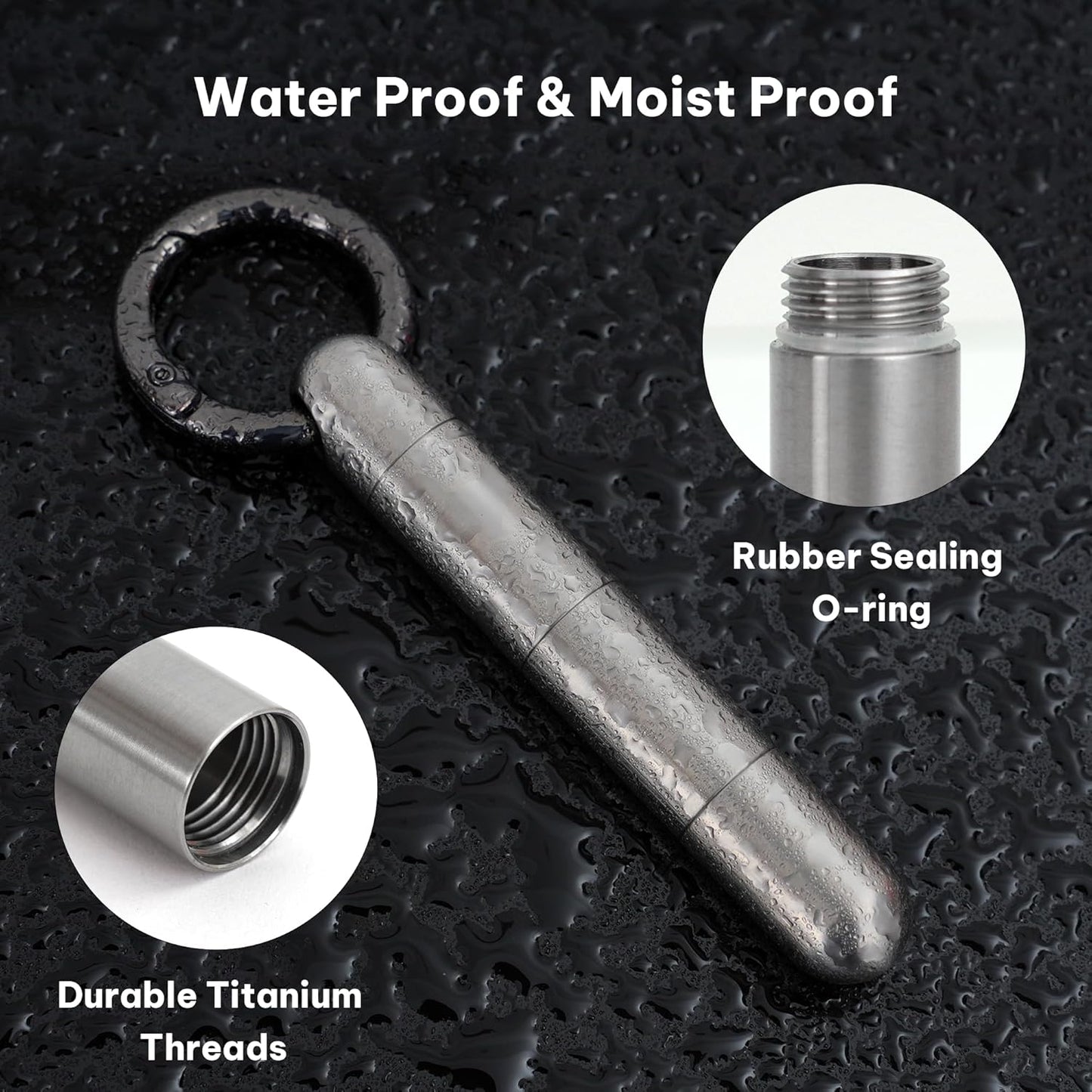 Titanium Keychain Pill Holder,Portable Mini Pill Case, Waterproof Small Pill Container,Mental Pill Box for Travel Purse Pocket(3 Compartment)