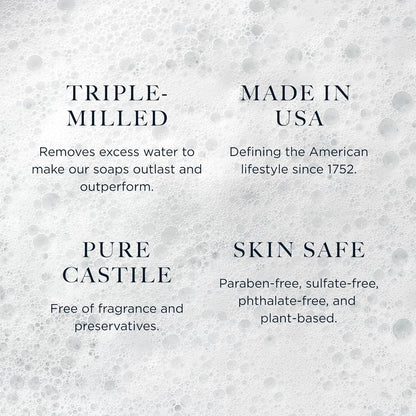 Caswell-Massey Pure Castile Bar Soap for Men & Women, Unscented & Moisturizing Natural Soap Bar for All Skin Types, Made with Essential Oils & Plant-Based Formula for Face, Body & Hair, 6.4 oz