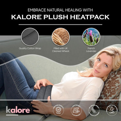 Microwavable Heating Pads for Winter, Back, Stomach & Head Comfort – Kalore Neck Wrap with Velboa Faux Fur Cover – Even Heat Distribution Hot Compress Bag - Wheat Heat Pad – Lavender Scent – Black