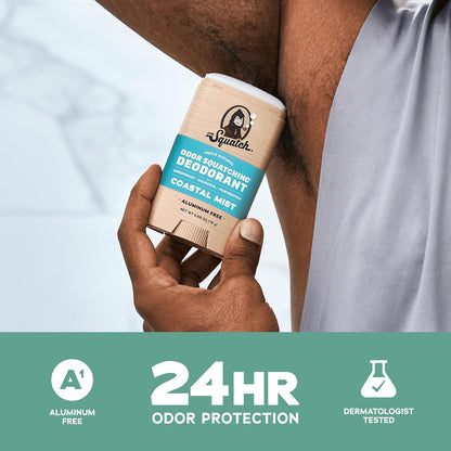 Dr. Squatch Natural Deodorant for Men - Odor-Squatching Aluminum Free - Coastal Mist & Rainforest Rapids (2.65 oz, 2-Pack)