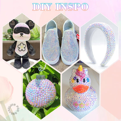 30000Pcs Resin White AB Rhinestones for Bedazzling Crafting with b7000 Jewelry Glue, Bulk Flatback Gems Bedazzler Kit for Crafts Clothes Shoes Fabric Nail Diamond Art, Assorted Size 2/3/4/5/6mm