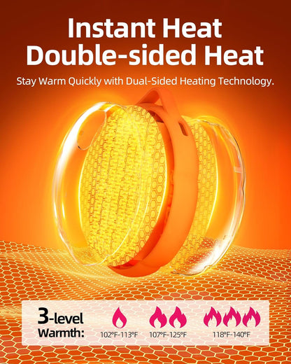 FrSara Hand Warmers Rechargeable, Hangable Electric Hand Warmer w/ 4000mAh Last 10 Hours, 3-Level Heat w/Strip, Light & Display, Gift for Outdoors Camping Hiking Skiing Raynauds & Christmas