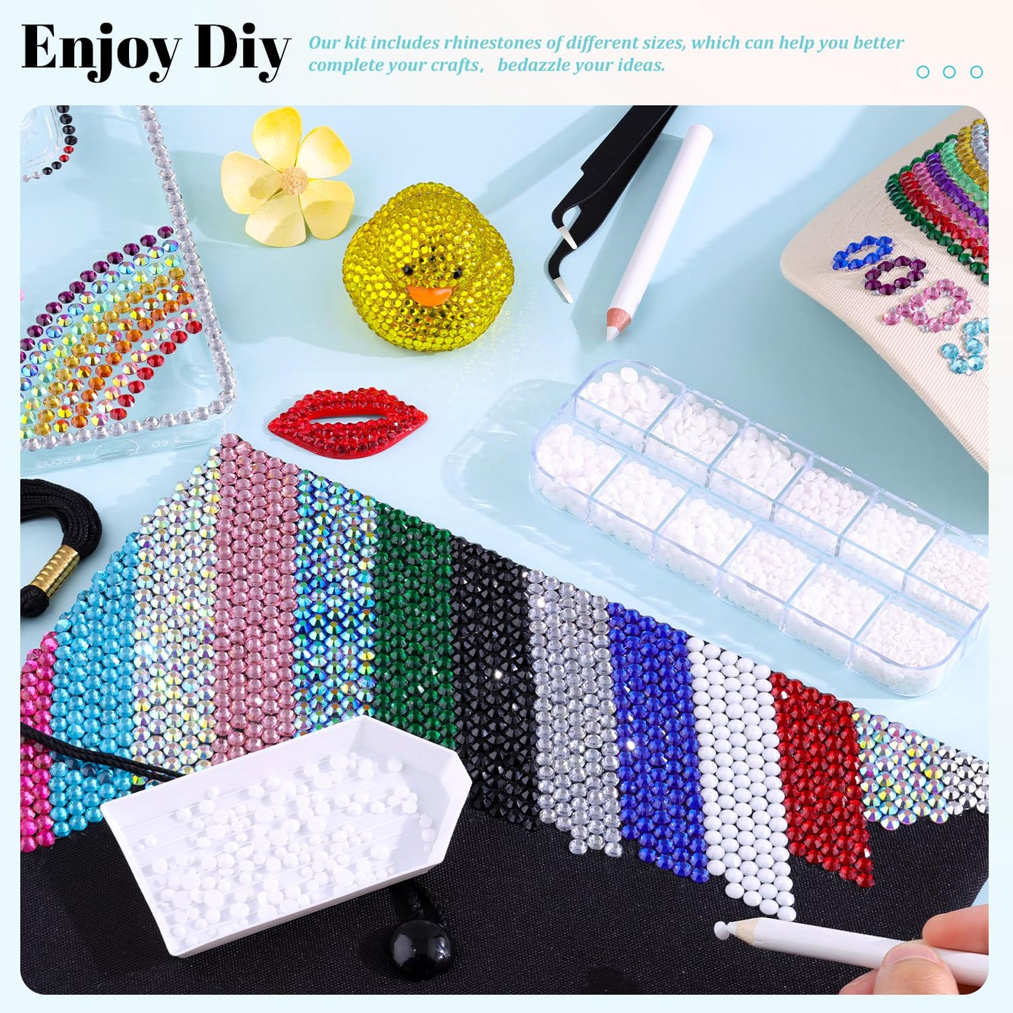 6100Pcs Resin Rhinestones for Crafting with 2Pcs 10ml B7000 Jewelry Glue, 1 Box Flatback Crystals Diamond (White) for Bedazzling Crafts DIY Nail Art Non Hotfix Gems for Clothing Shoes