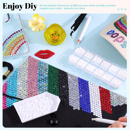6100Pcs Resin Rhinestones for Crafting with 2Pcs 10ml B7000 Jewelry Glue, 1 Box Flatback Crystals Diamond (White) for Bedazzling Crafts DIY Nail Art Non Hotfix Gems for Clothing Shoes