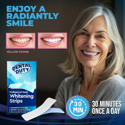 Dental Duty Teeth Whitening Strips – 28pcs Vegan White Strips for Teeth Whitening – Enamel-Safe Teeth Whitener – Removes Coffee & Tea Stains – Non-Toxic, Sensitivity-Free Teeth Whitening Kit.