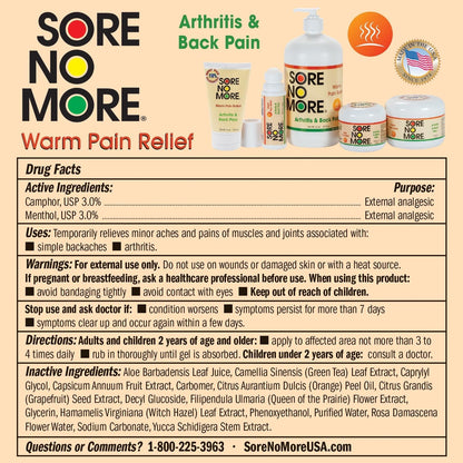 Sore No More Warm Arthritis Pain Relief Roll On – Targeted Reliever for Back, Neck, Hands & Feet – Soothing & Fast-Acting Formula for Aches and Pains – Non-Greasy with Orange Aroma – 3 oz