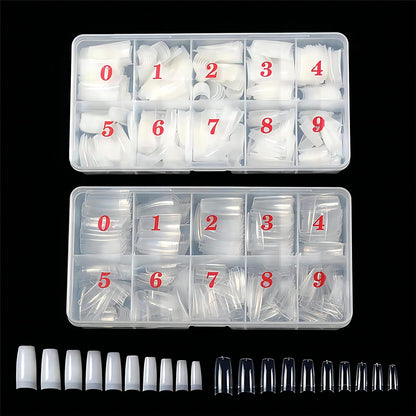 1000pcs Clear and Natural Acrylic Nail Tips,10 Size French Nail Tips For Acrylic Nails Half Cover False Nails Extension Artificial Fingernails