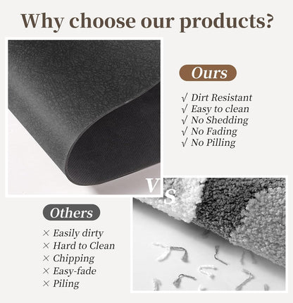 Diatomaceous Earth Bath Mat - 24x17, Quick Dry Absorbing Rubber Non Slip Thin Bathroom Rug, Fit Under Door, For Bathroom Floor, Tub, Shower, Sink, Dark Grey