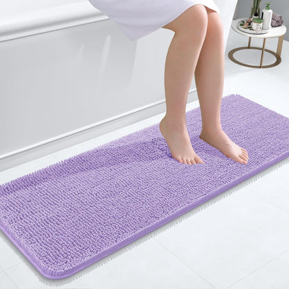 OLANLY Bathroom Rugs 47x17, Extra Soft Absorbent Chenille Bath Rugs, Rubber Backing Quick Dry, Machine Washable Bath Mats for Bathroom Floor, Tub and Shower, Home Decor Accessories, Lavender