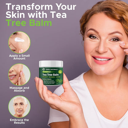 OWELL NATURALS Tea Tree Balm Oil with Vitamin E for Itchy, Dry, Flaky and Cracked Skin, Athletes Foot, Hands, Rashes, Bee Stings, Splinters, Poison Ivy, Insect Bites, Cuts and Burns, (1 Pack)