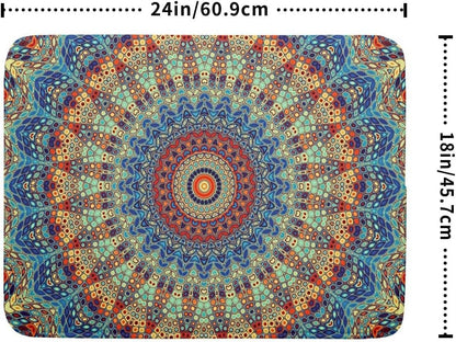 Bohemian Mandala Dish Drying Mat for Kitchen Counter Boho Microfiber Dish Drying Mats 18 x 24 Inch with High Absorbent Reversible Microfiber Dish Drying Pad Rack Mat for Coffee Bar